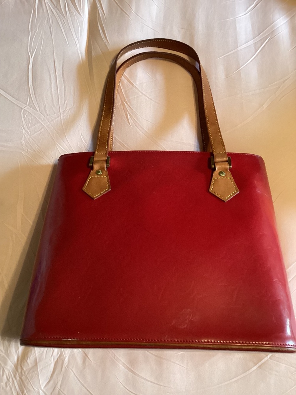 Louis Vuitton Monogram Vernis Houston Handbag, Red Patent Leather Purse